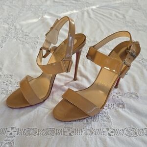 Christian Louboutin Tan Patent Leather Heels